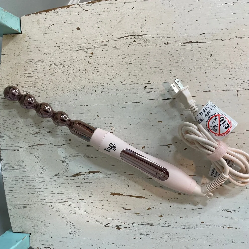 L'ange Le Perle Bubble Curling Wand Rose Gold Titanium Pink Hair Styling Tool